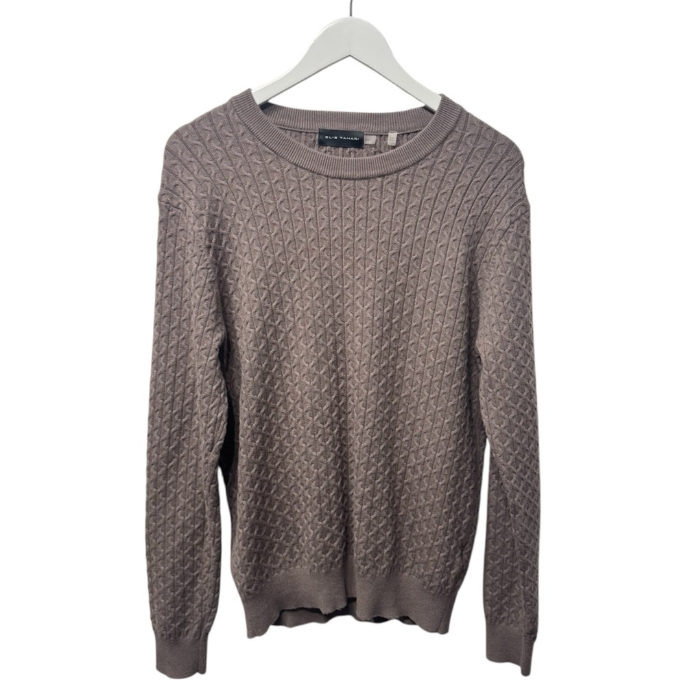 Elie Tahari Cable Knit Sweater | Taupe Gray | Size Small